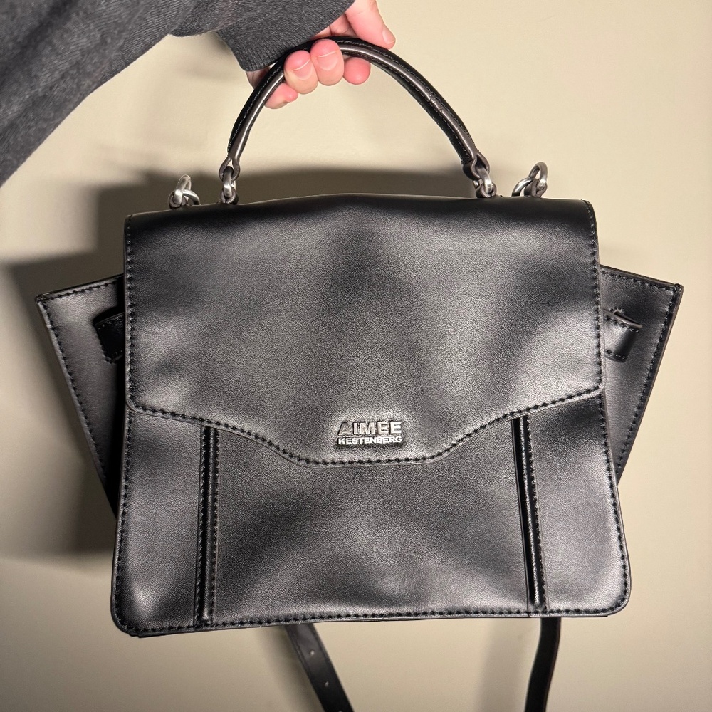 Aimee Kestenberg Phoenix Black Leather Satchel Crossbody Bag